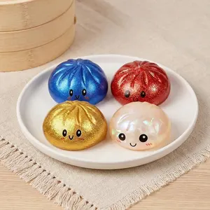 Glitter Dumpling Squishy,Dumpling Squishies,Glitter Dumpling Mystery Box,Colorful Dumpling Stress Balls Fidget,Jumbo Squishy Toy with Steamer Box,Soft Squeeze Decompression Dough