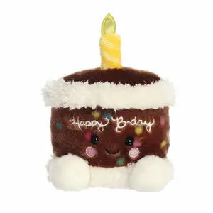 Aurora Palm Pals Choco B'day Cake Stuffed Animal – Soft Plush Chocolate Birthday Cake Collectible with Sprinkles – Brown, 5 Inches