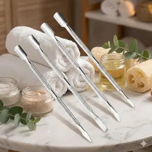 All-in-One Stainless Steel Nail Tool Set: Push Scoop, Remover, Trim Pliers. Anti-Rust Ergonomic Grip, Curved Push Surface Reduces Damage, Safety Rounded Edges, Gel-Reinforced Layer, Portable for Home & Salon Nail Care.