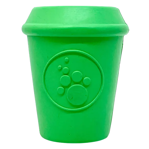 Durable Rubber Chew Toy Coffee Cup Dispenser for Dogs - Treat Dispenser & Slow Feeder - Made in USA - FDA Compliant & Dishwasher Safe - Puppy