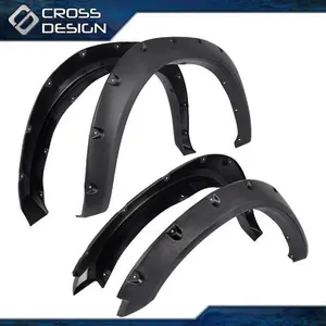 CROSSDESIGN Wheel Fender Flares Pocket Rivet Style Fit For 2009-2023 Dodge RAM 1500 4PCS Black