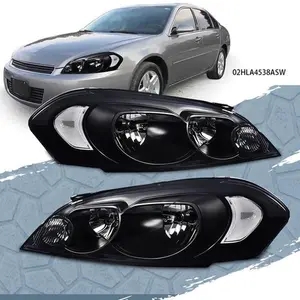 CROSSDESIGN Pair Headlights Lamps Smoke Lens Black Housing Fit For 06-16 Chevy Impala