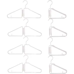 8 Pcs Foldable Hangers, Plastic Collapsible Hangers, Portable Folding Clothes Hanger, Foldable Travel Hangers, Foldable Hangers for Travel, Cruise, Home, Bedroom, Dorm (White)