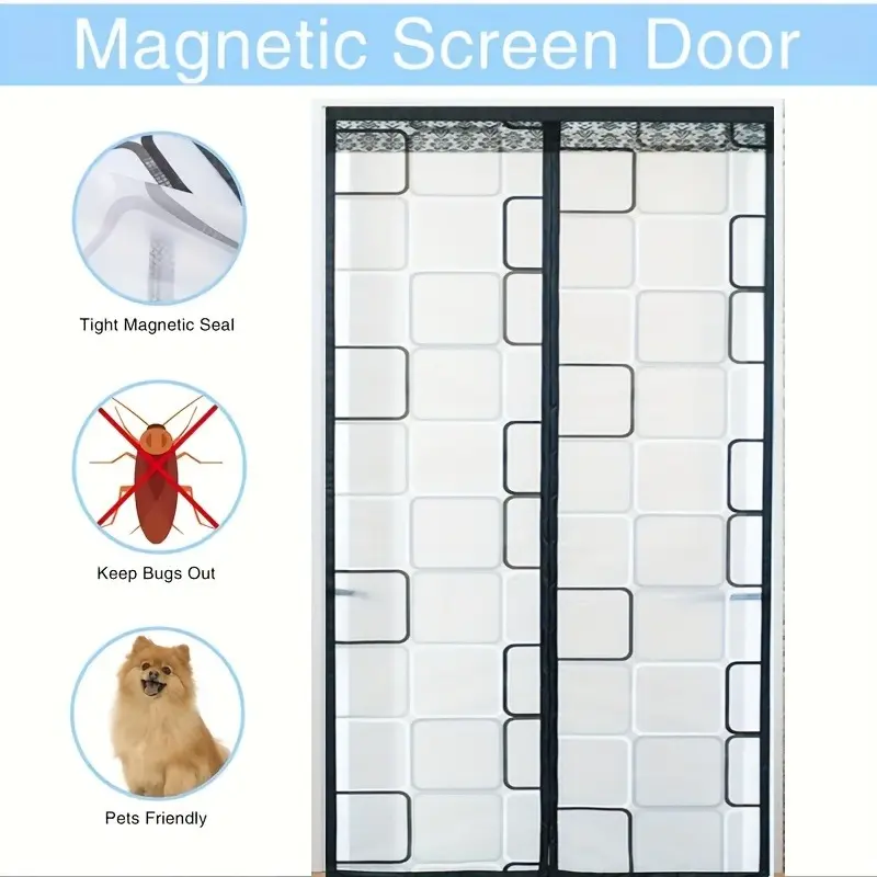 Magnetic Door Curtain Auto Close No Drilling Required, Ideal for Sliding & Interior Doors, Pet Privacy Screen, Modern Design, Garage Screen Doors
