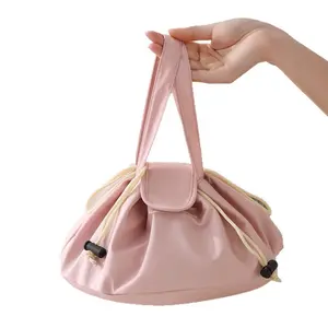 INS-style upgraded handheld lazy makeup bag, bucket drawstring bag, portable large-capacity cosmetic storage, drawstring closure, Travel Cosmetic Bag