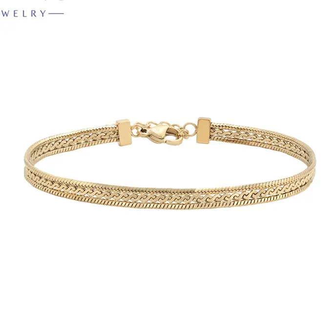 14K Gold Color Bracelet with Simple Design and Adjustable Band