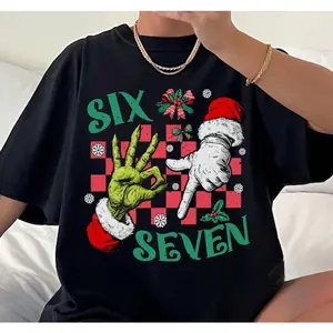 6 7 Meme T-Shirt, Six Seven Christmas Shirt, 6 7 Christmas Viral Tee, Funny Xmas Graphic T-Shirt