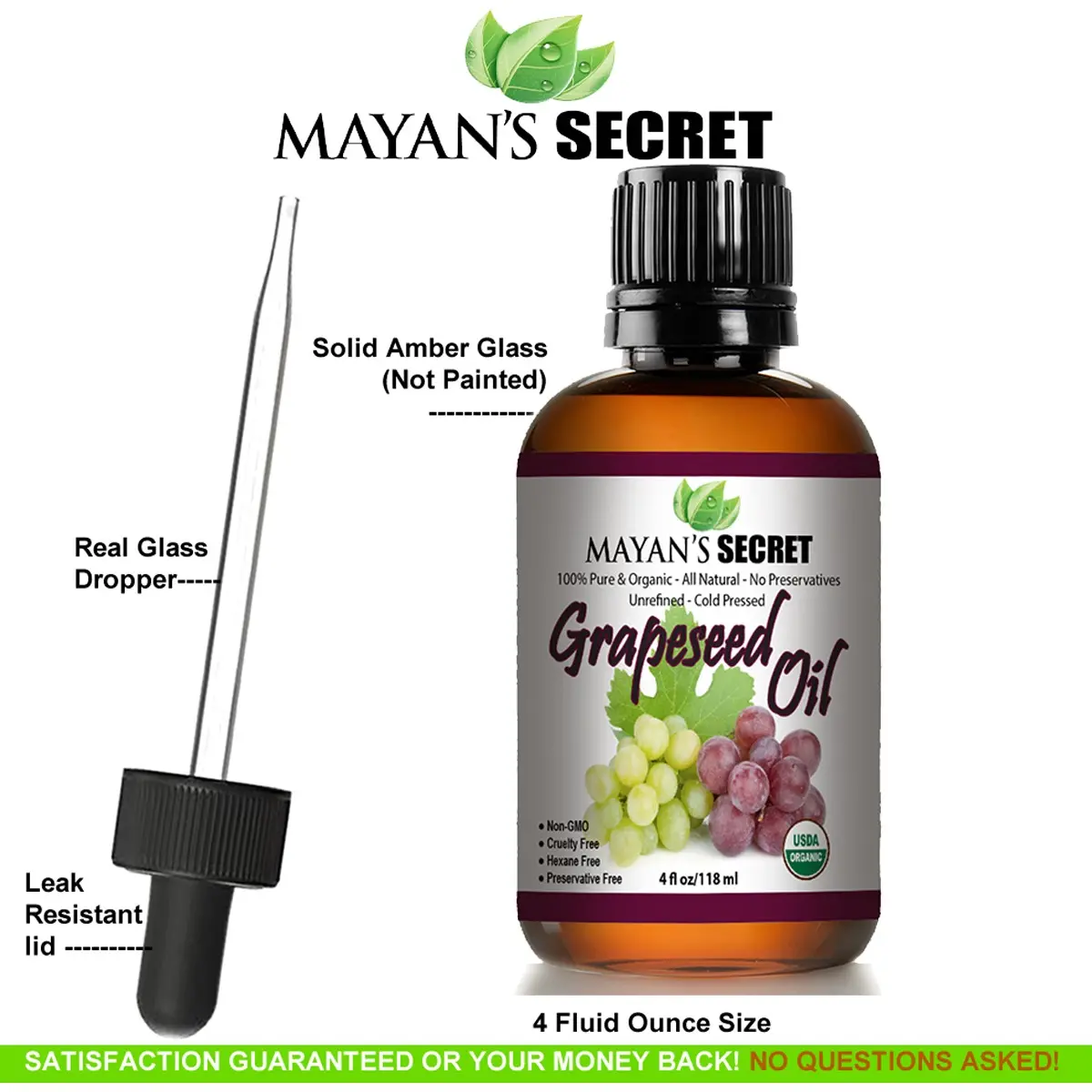 Mayan's Secret Pure Carrier and Essential Oils for Skin Care and Hair Care (Grapeseed Oil Organic 4oz) Body Care Comfort