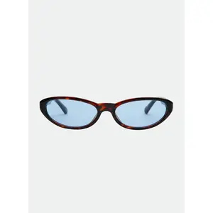 OTRA Kenny - Tortoiseshell Cat-Eye Sunglasses with Blue Lenses & 100% UV Protection Lightweight Vegan Pouch Included