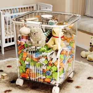 Toy storage box with wheels, household living room and bedroom organizer, doll, Lego block organizer
