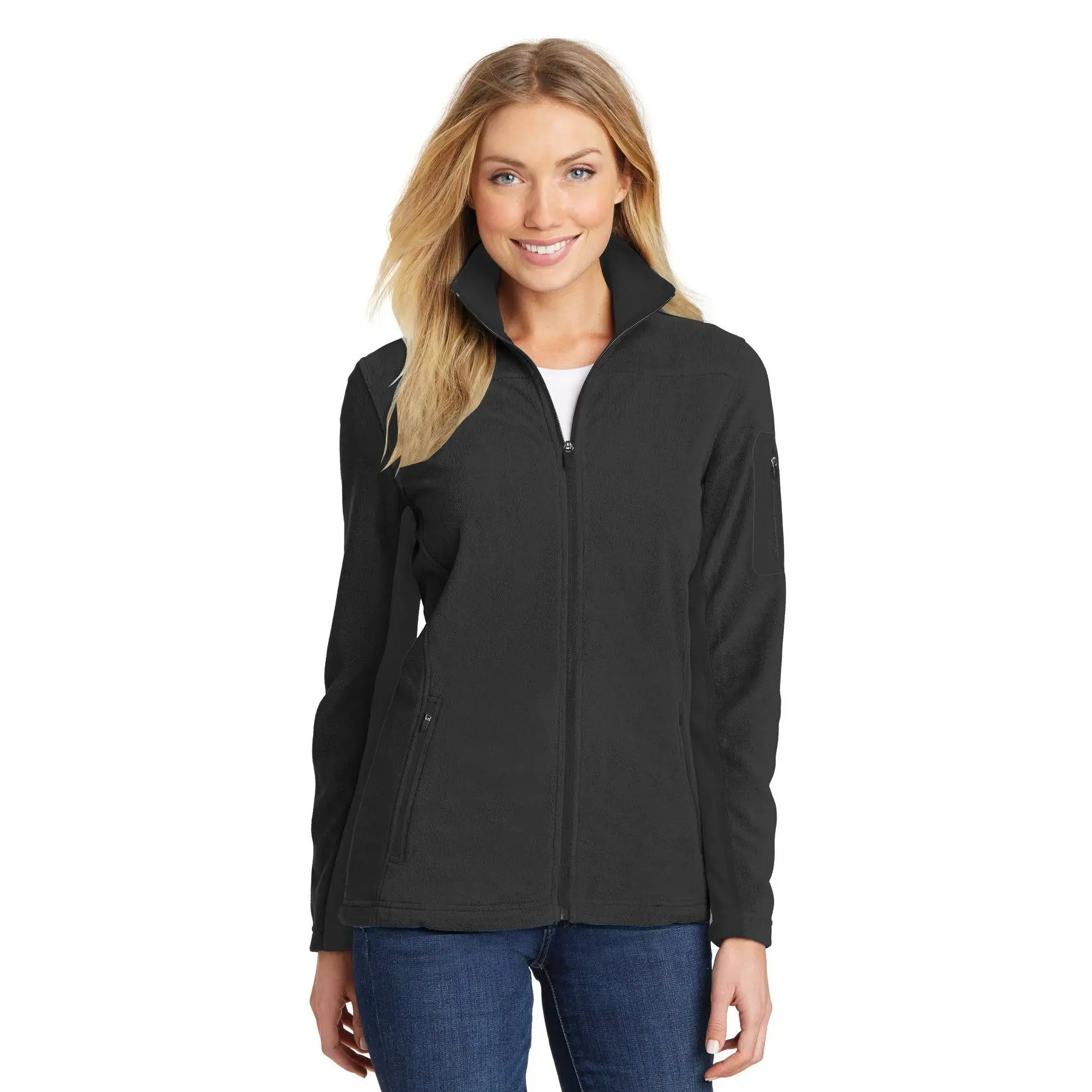Port Authority Women's Summit Casual Jacket - All Seasons Polyester Activewear with Zippered Pockets and Adjustable Drawstring Hem, Full-Zip, Fashion, Female, Fitted, Fleece, Plain, Welded Left Sleeve Pocket, Tops, Style, Everyday, Coats, Outerwear, Long