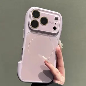 Magnetic suction small waist big window instant change 17 series AG lens protection shockproof phone case, suitable for iPhone 17 16 15 14 13 12 11 Pro Max compatible MagSafe wireless charging frosted AI button fashionable phone accessory, shell