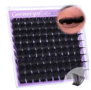 Geeneiya 200D Mega Lash Clusters Volume Eyelash Clusters D Curvature Cluster Eyelash Extensions, 14-16-18MM Mega Lashes