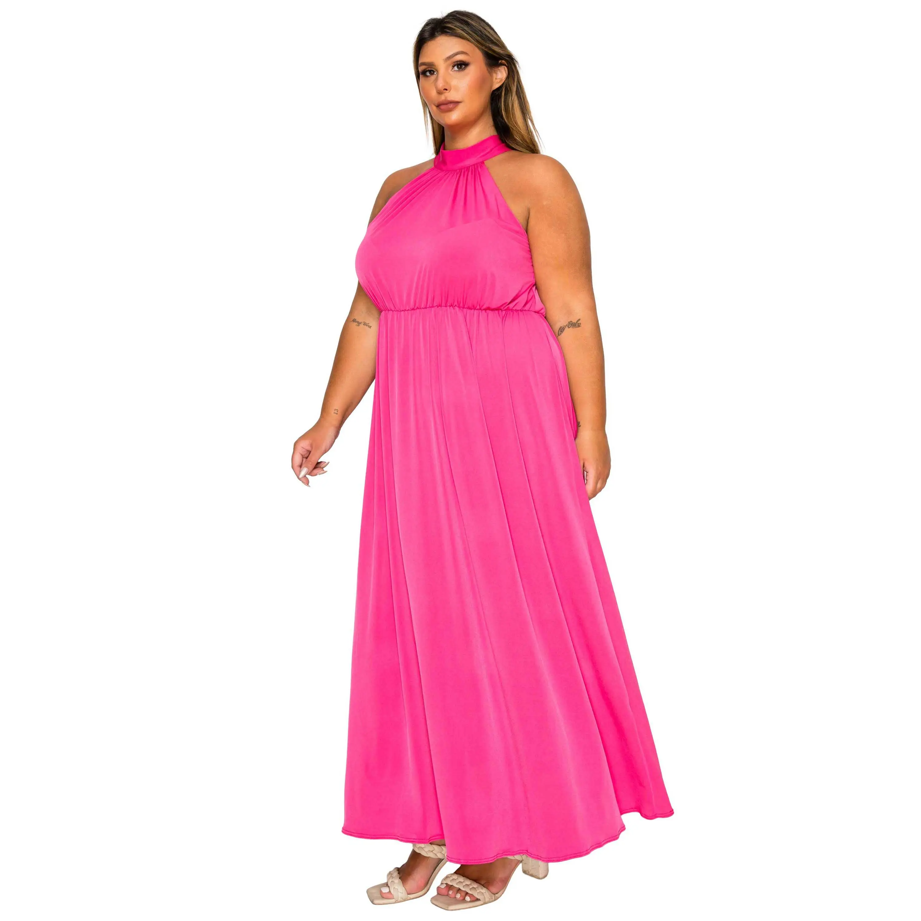 grey halter neck maxi dress Dusty Mint Halter Neck Maxi Dress main image 1