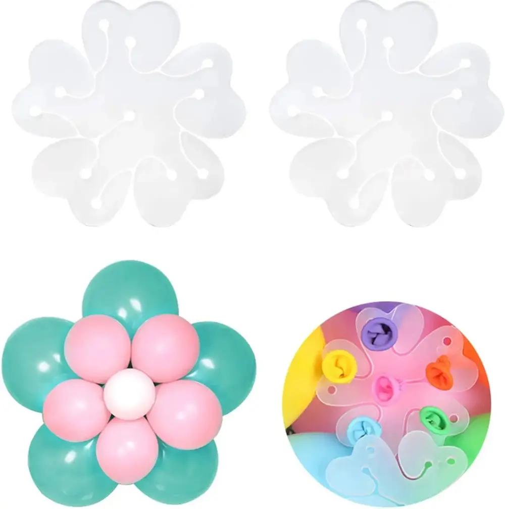 TIKA 50-Pack Flower Shape Balloon Clips Holder, Portable Balloon Accessories for Weddings, Birthdays and Event Decorations