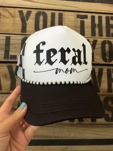 Feral Mom Trucker Hat - Checkered