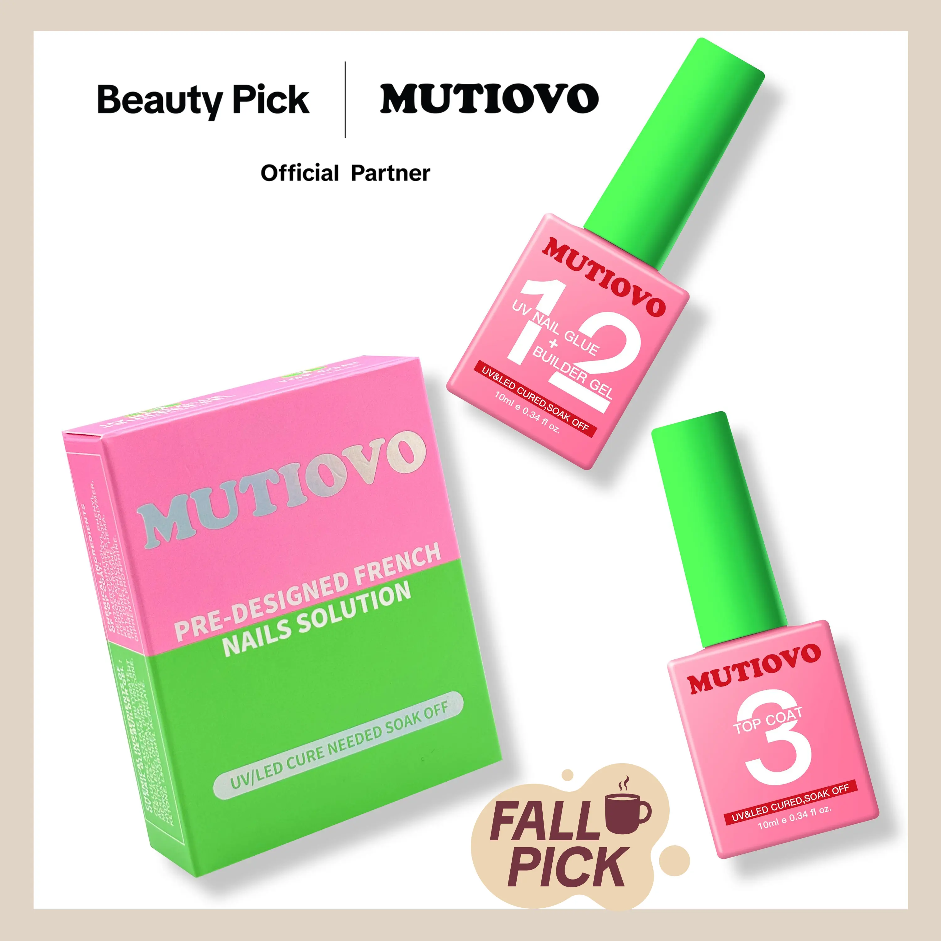 MUTIOVO 2 in 1 UV Nail Glue Builder Gel and Top Coat Kit, Super Strong Adhesive for Press on Acrylic Nails, No Wipe for Predesigned French Tips Nails Tips, 30+ Days Last, Salon Effect Clear Matte Matte Storage