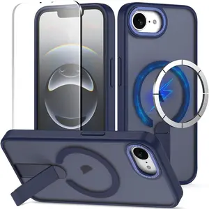 for  16e Case with Screen Protector,[Compatible with Magsafe],[ Feeling],Slim Adjustable Kickstand Phone Case for  16e 6.1 inches 2025,Dark Blue