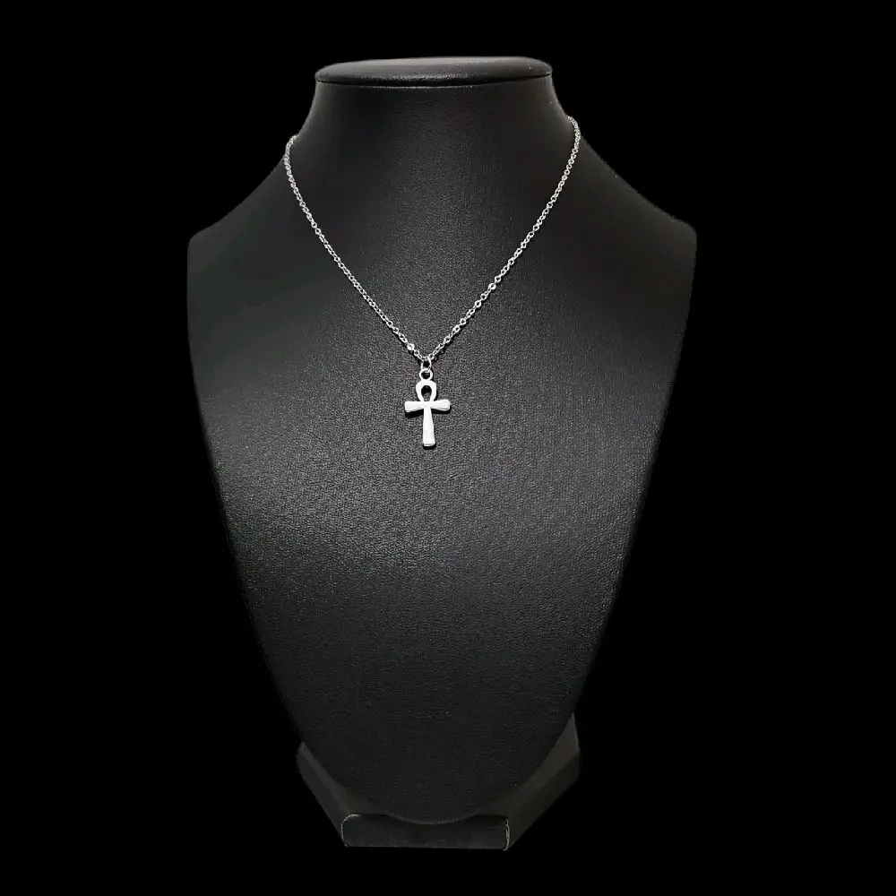 Small Silver Ankh Pendant Necklace - Dainty Small Silver Ankh Pendant Necklace - Dainty