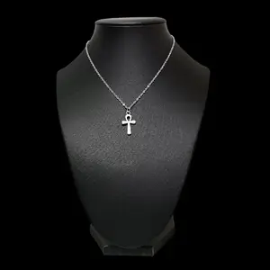 Small Silver Ankh Pendant Necklace - Dainty