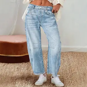 2025 New Retro Banana Pants Loose Scimitar Trousers Wide Leg Pants Mid-Rise Straight Jeans Women（gift）