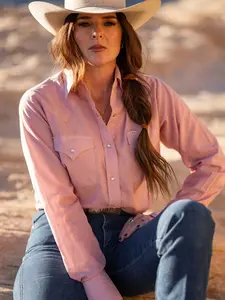 Women's Cowboygirl Blossom Pink Chambray Granddaddy Snap Shirt