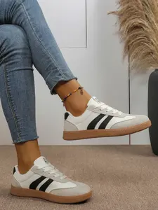 Women's Lightweight Lace-Up Sports Shoes, Breathable Cushioning Design, Anti-Slip Rubber Sole, Casual Daily Wear, All Seasons, Lightweight Casual Sneakers