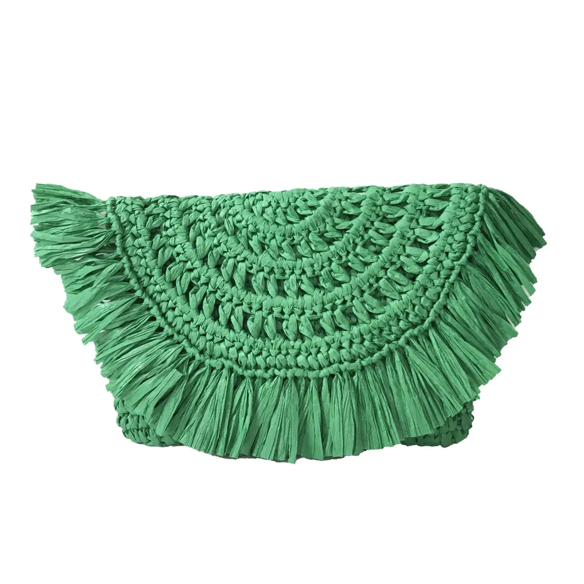 Fashion Culture Mila Crochet Raffia Fringe Clutch, Paris Green
