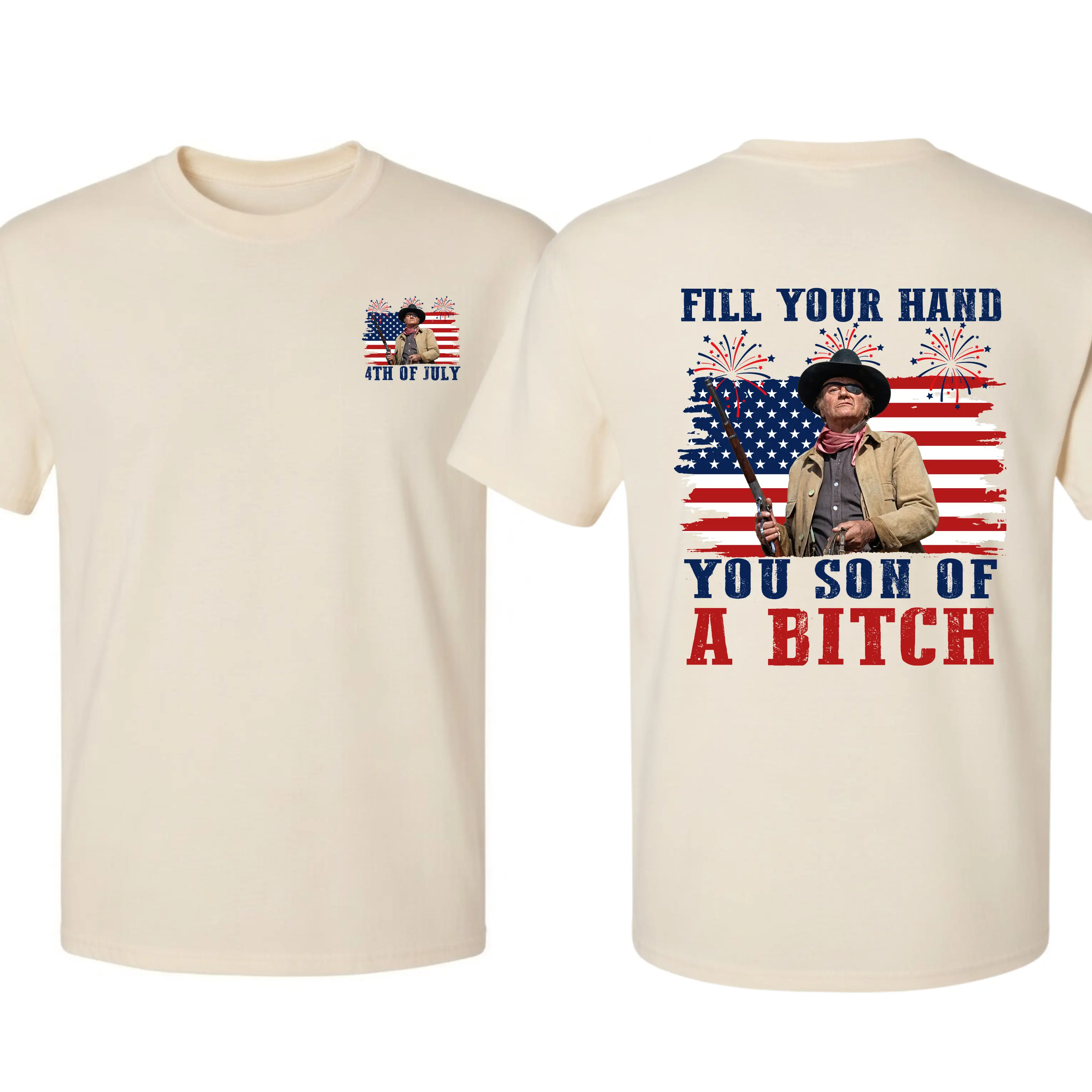 John Wayne Fill Your Hand Hoodie, Rooster Cogburn Western Sweatshirt, America 250th Anniversary 1776–2026 Patriotic Graphic Tee, Vintage Cowboy Legend Shirt, Independence Day Gift For Western Movie Fans