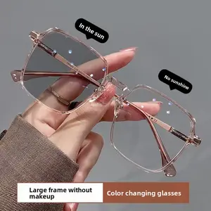 Classic Square Frame Photochromic Glasses UV Protection Smart Light-Sensitive Glasses Lightweight Business Unisex Prescription Glasses