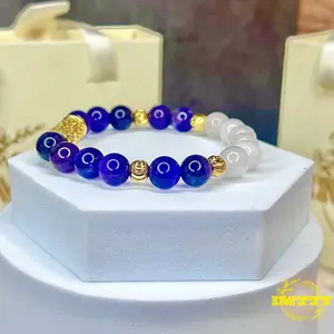 IM777 Illuminated View Amethyst & White Jade Bracelet for Spiritual Protection & Heart's Desires Manifestation with Reiki & Ti3rc3 Blessing