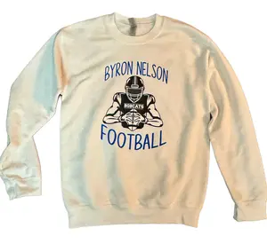 Bobcats Football Player Sweatshirt - Long Sleeve, Ribbed, Polyester, Featuring Graphic Design and "BYRON NELSON FOOTBALL" Text