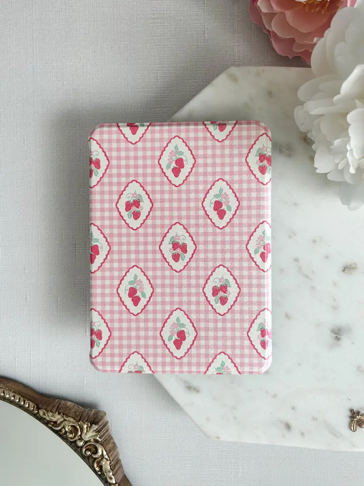 Strawberry Patch Kindle Case With Hand Strap & Auto Sleep/Wake