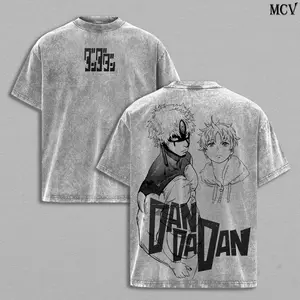 Enjoji Jin Washed T-Shirt, Dandadan Vintage Oversized Tee, Heavy Cotton Unisex Anime Top, Retro Manga Graphic Streetwear Menswear Shirt
