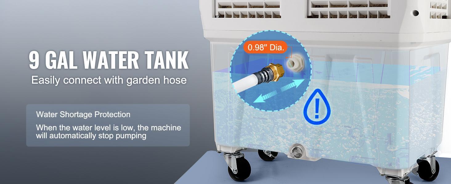 VEVOR Evaporative Air Cooler, TikTokShopBlackFriday, 3100 CFM, 135° Oscillating Swamp Cooler with Adjustable 3 Speeds and 12 H Timer, 9 Gal Portable Air Cooler for 950 Sq.ft, Indoor/Outdoor Use