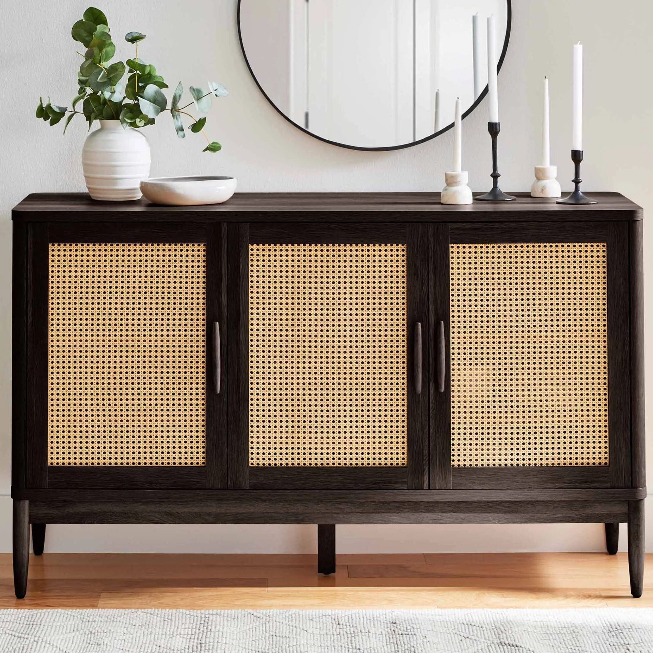 Springwood Caning Sideboard, Charcoal Finish