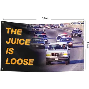 The Juice is Loose Flag for OJ Simpson 3x5 Feet Banner,Funny Poster UV Resistance Fading & Durable Man Cave Wall Flag with Brass Grommets for College Dorm Room Decor,Outdoor,Parties,Gift Decorative