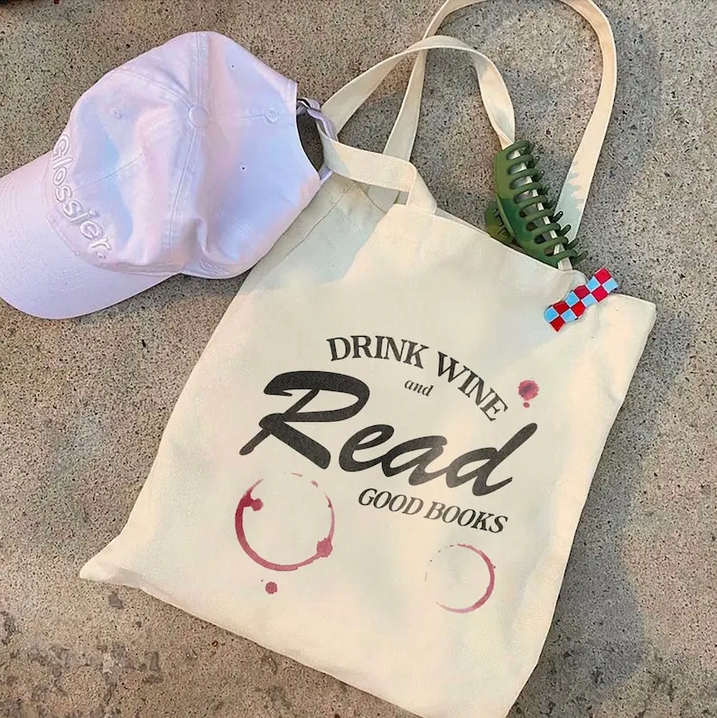 Wine Bookish Tote Bag | Funny Reader Book Addict, Book Lover, Bookish Gift For Her, Drink Wine Books, Dark Romance, Smut Gift BookTok Bag