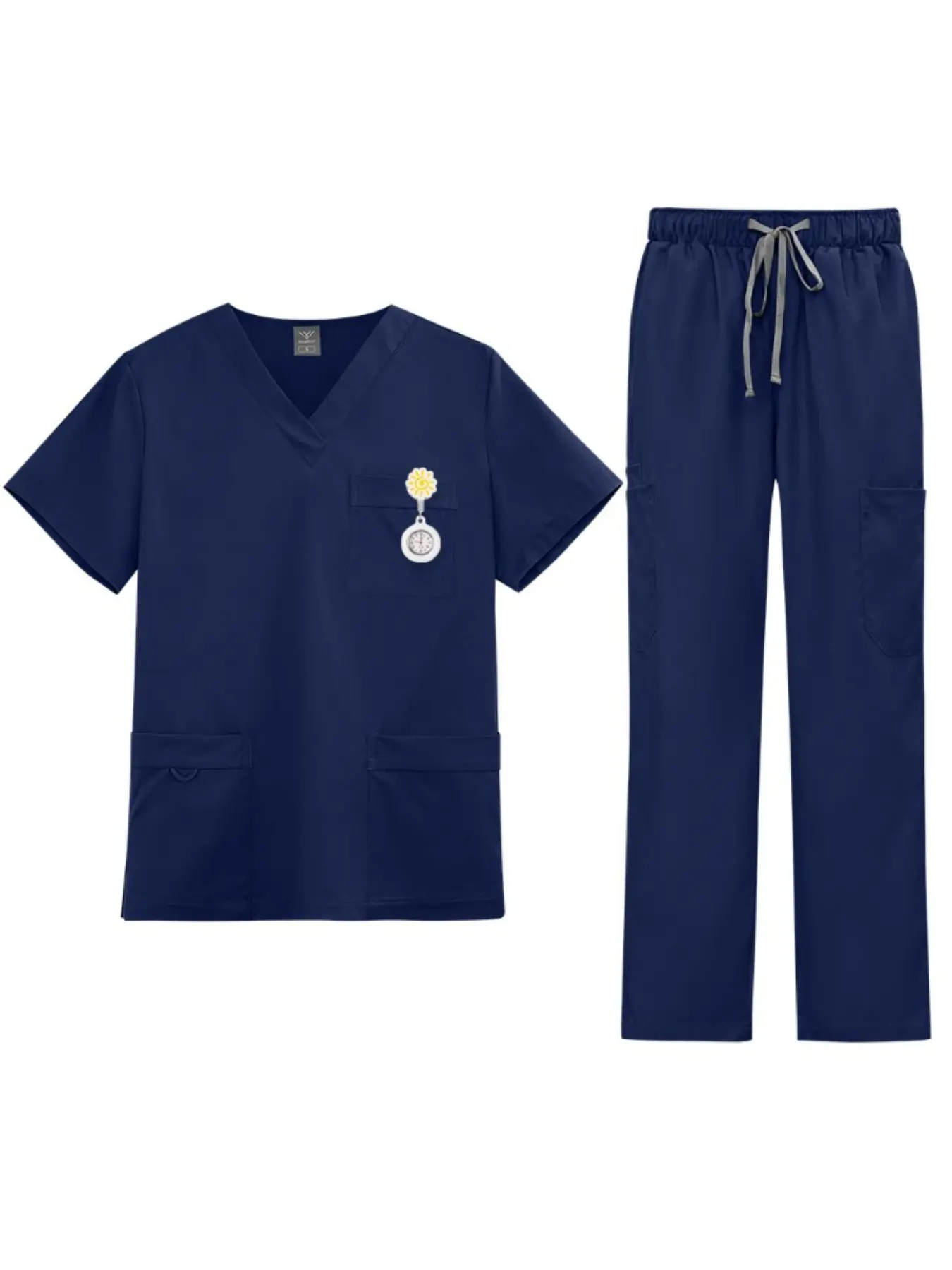 Nurse Uniform Spa Outfit Womens Breathable Soft Fitted Short Sleeve Vneck Top Straight Pants Set Beauty Salon Nail Technician Workwear Comfortable Scrubs Workwear Uniforms