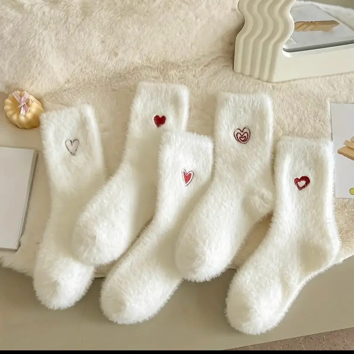 Fuzzy Heart Valentines Socks Ultra Soft Comfortable with Heart Design for Women One Size Fits All All Seasons Warmth and Love for Your Feet