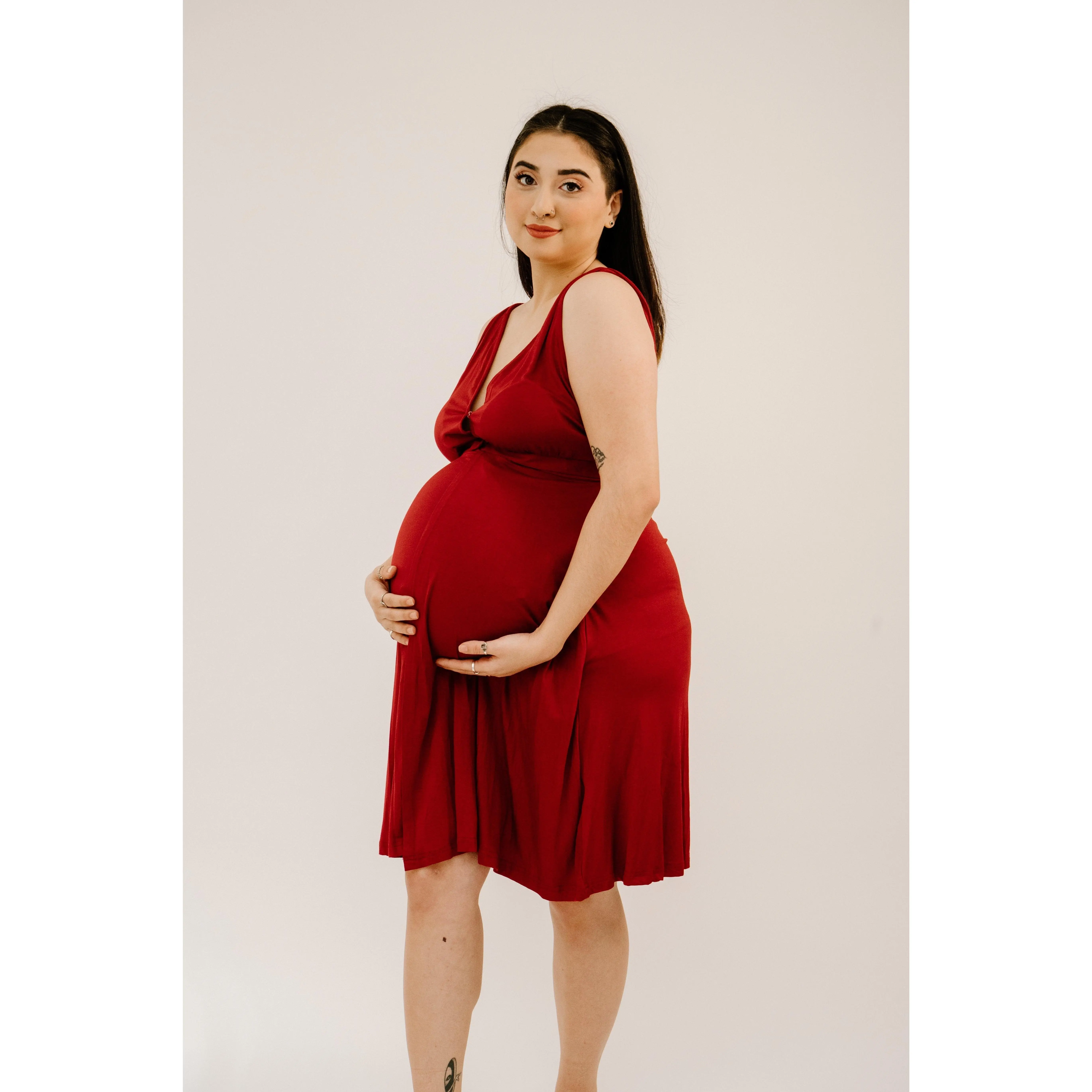 Juliet Labor & Postpartum Gown in Crimson-Limited Time
