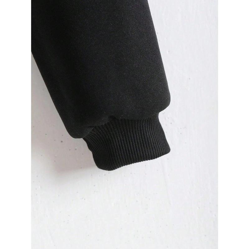 Casual Thermal Zip Up Crop Hoodie Hooded Sweatshirt Black Drawstring Thermal Lined Long Sleeve Pullover Fall Outfit For Girls Teenagers Kids Size 8-16Y B2713 comfortable Girls' Graphic Print Hoodie sequins pants sunburst beauty page ants granola Face