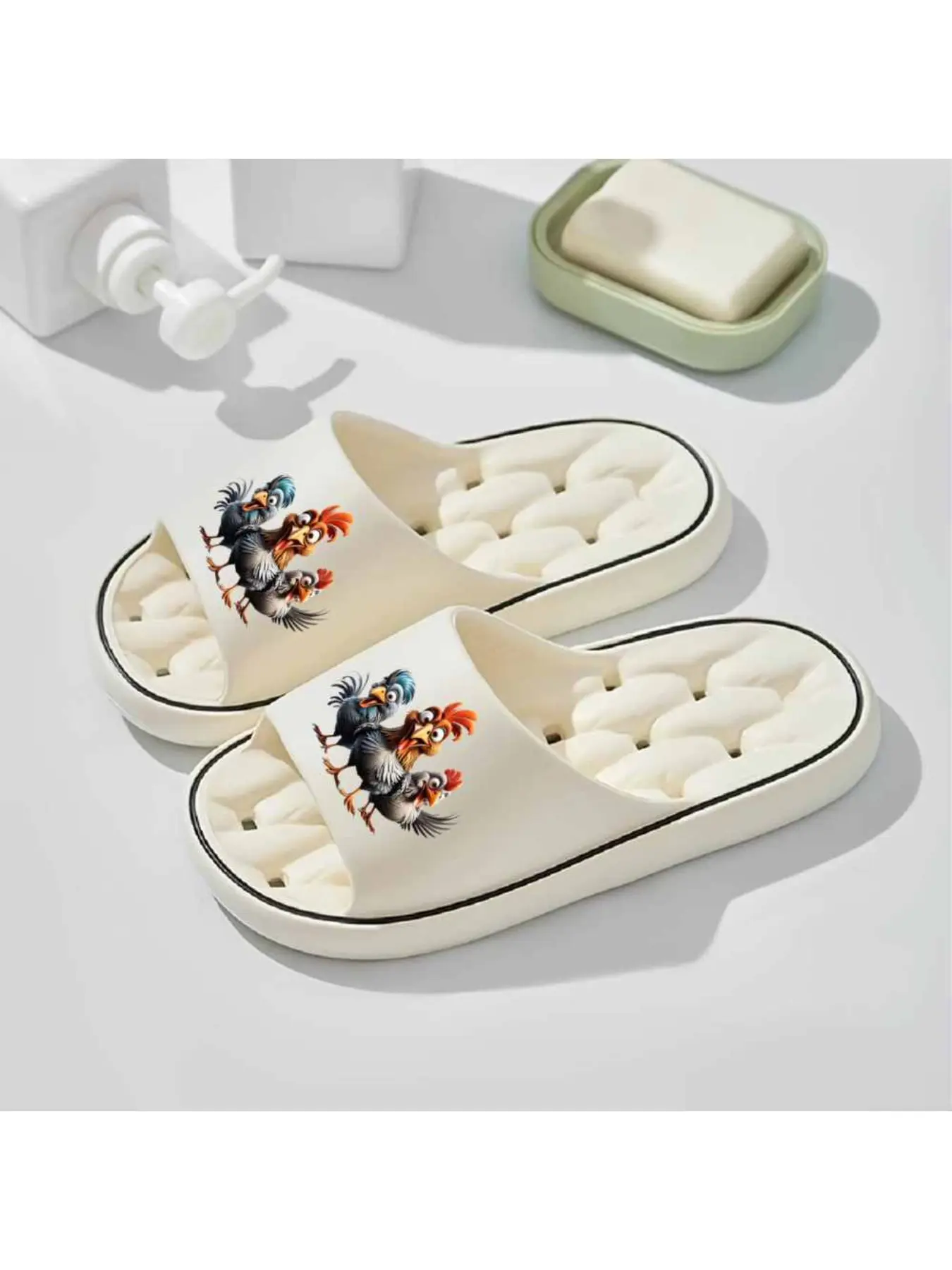 Lightweight And Flexible Cartoon Chicken Slippers Made of 1pc EVA, Perfect for Indoor Use. These Easy Slippers Are Easy to Clean And Suitable for Any Season, Making Them a Must-Have for Home., Women Shoes