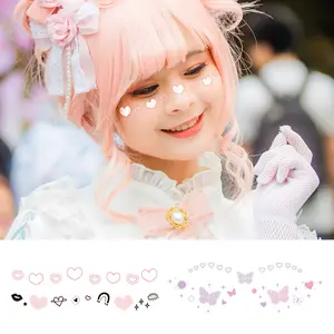 2pcs Romantic Heart And Butterfly Face Temporary Tattoos, Waterproof Body Art Tattoos, Tattoo Stickers, Can Be Used On The Face, Arms, Neck, Shoulders, Suitable For Best Friends Gifts, Parties, Vacations, Valentine'S Day, Music Festivals