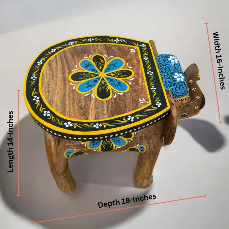Natural Wood Elephant Stool - Boho Side Table & Coffee Table, Versatile Design, Crafted from High-Quality Natural Wood, Perfect for Home Decor