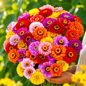 California Giant Zinnia Seeds – Open-Pollinated Heirloom, Large Colorful, Low Maintenance Flowers for Pollinator Gardens, Open-Pollinated Heirloom Flowers