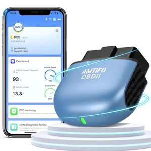 Vehicle Voltage/Performance/Speed/Fuel Test OBD2 Scanner Reader Bluetooth Wireless by AMTIFO B25 for iPhone/Android: Auto-connect, Clear Error Code, Live Data, Reset Diagnostic Tool