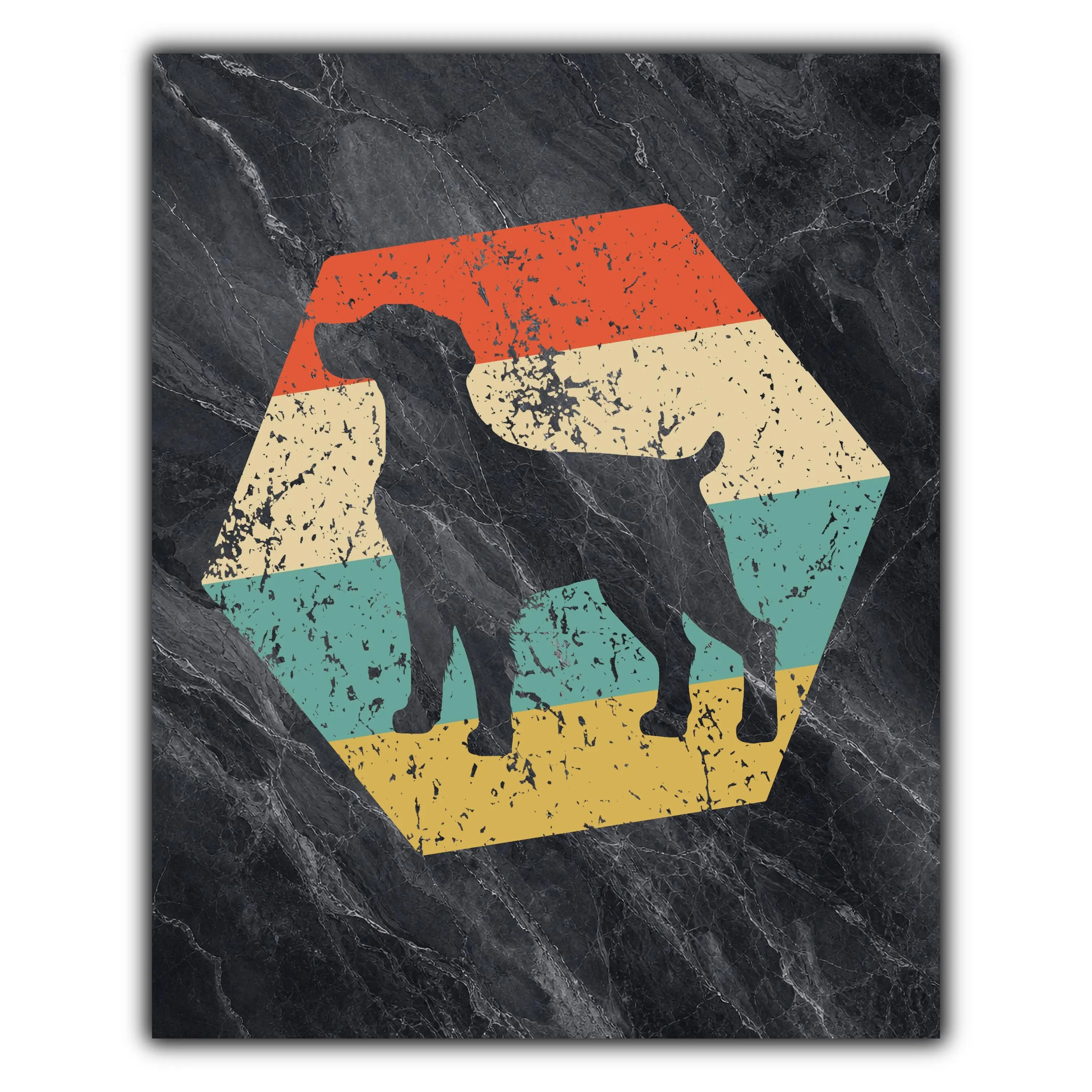 Brittany Spaniel Dog Breed Retro Distressed Hexagon Marble Print 8"x10" Wall Art Print