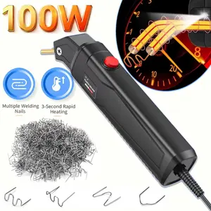 Portable plastic welding machine 200 piece hot nail plastic welding kit, used for repairing cracks in car bumpers and kayaks with hot nail welding gun welding rod kit. The tool design is sturdy and suitable for car repair and DIY project welding machines