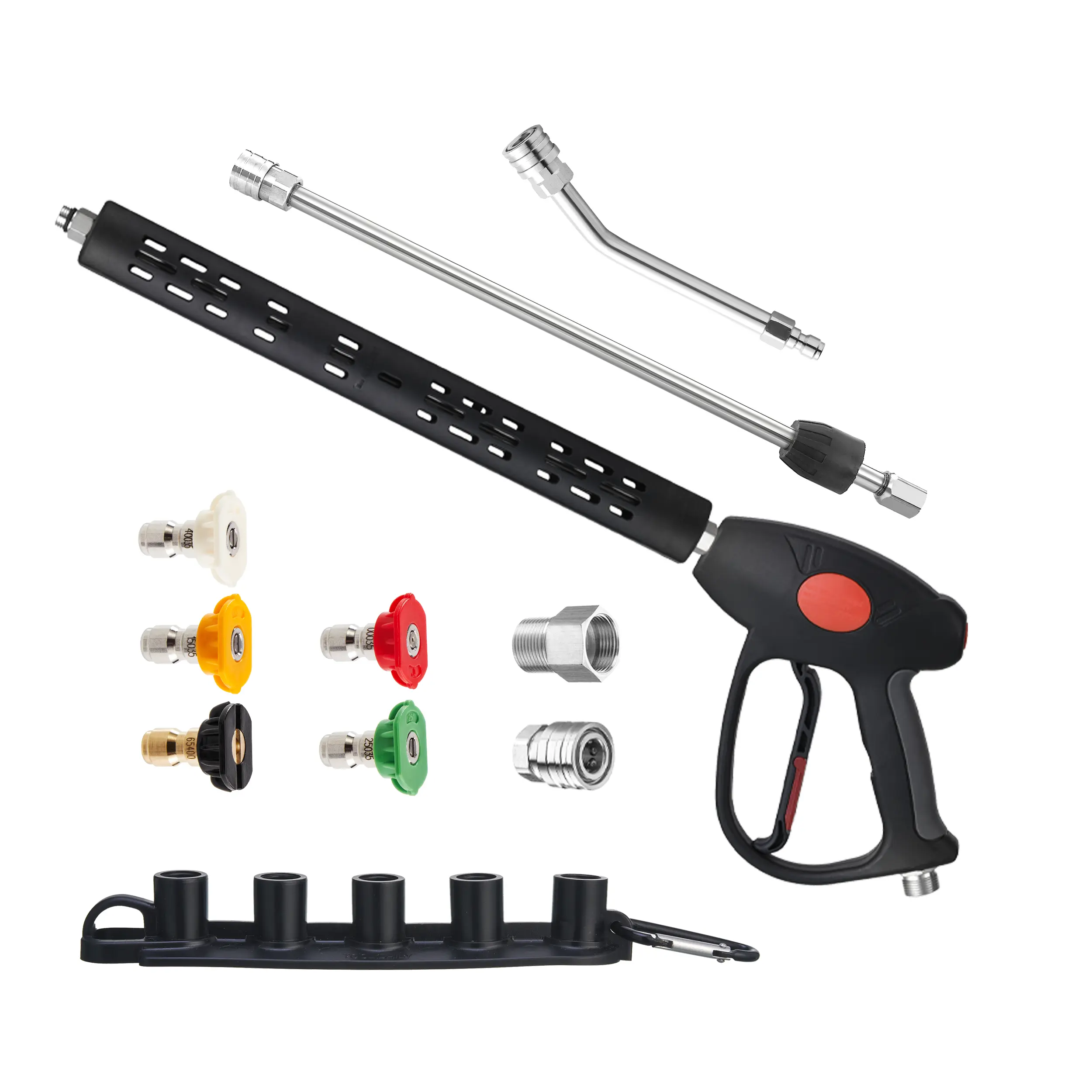 Replacement Pressure Washer Wand, M MINGLE 30-Degree Curved Extension Wand with M22 15mm/M22 14mm Fittings, 5 Nozzle Tips, Supports 4000 PSI Pressure, Pressure Washer Attachment, Power Washer Lance